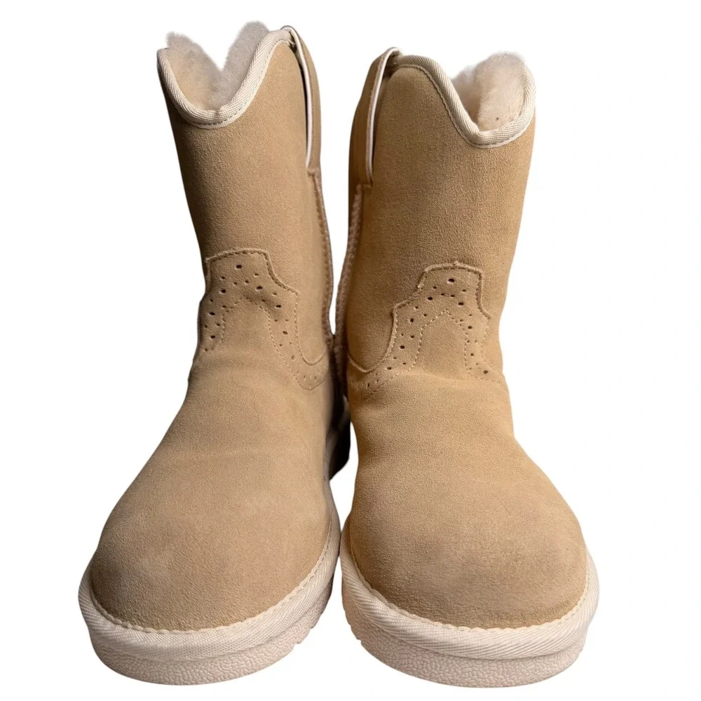 Justin Heidi Shearling Lined Suede‎ Boots Size 9 Natural Beige